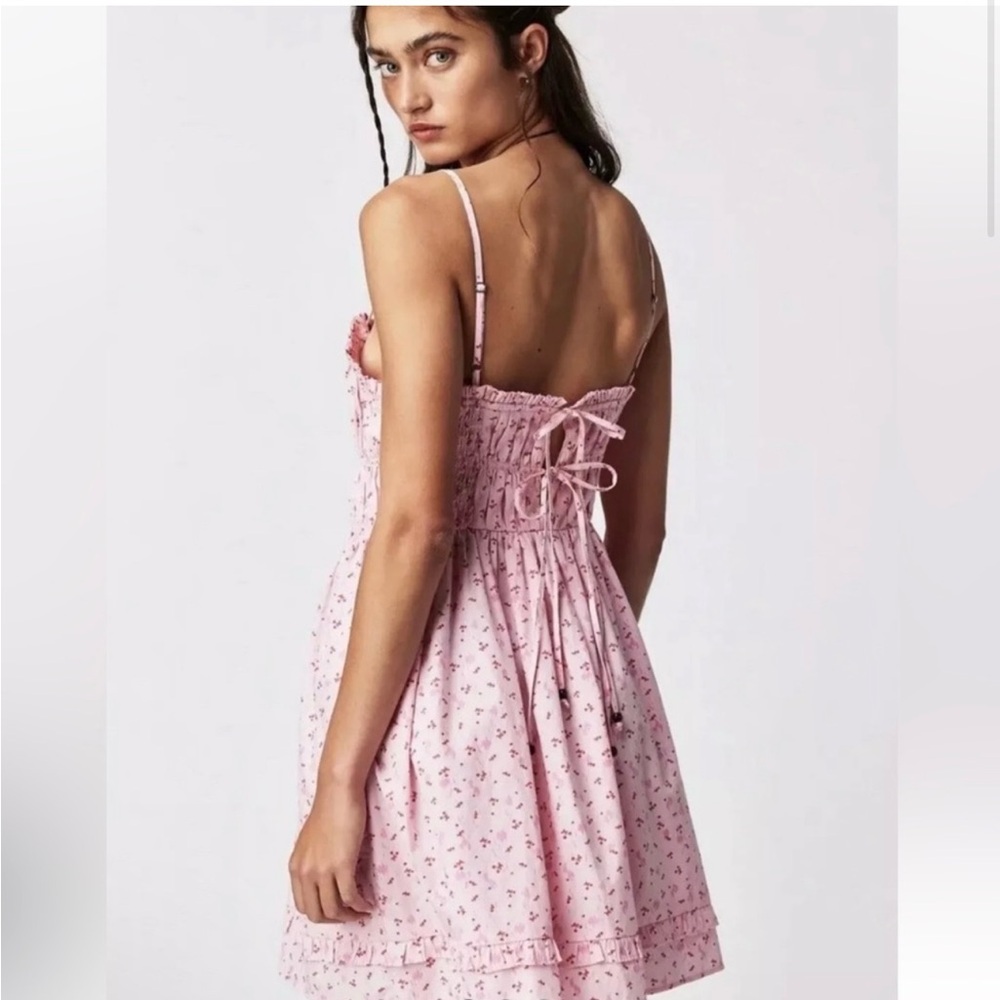 NWOT FREE People Gaby Mini Dress Medium Pink Adorable 🥰